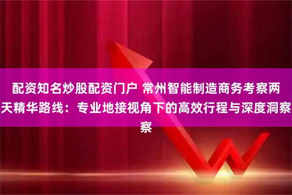配资知名炒股配资门户 常州智能制造商务考察两天精华路线：专业地接视角下的高效行程与深度洞察